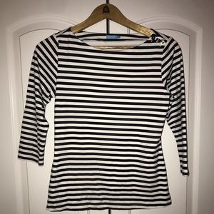 J. Mclauglin White & Black Striped Shirt